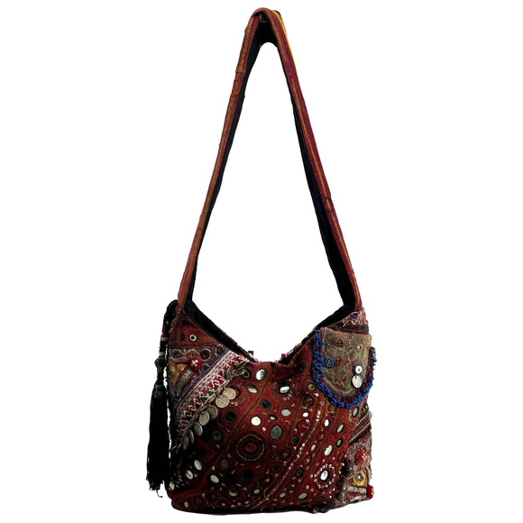 Simone Camille Embroidered Beaded Boho Bag Vintage Antique Textiles EUC - Picture 3 of 16